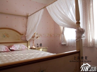 美式乡村风格别墅可爱富裕型卧室床效果图