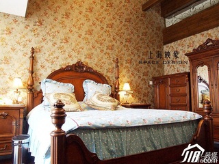 美式乡村风格别墅暖色调富裕型卧室床效果图