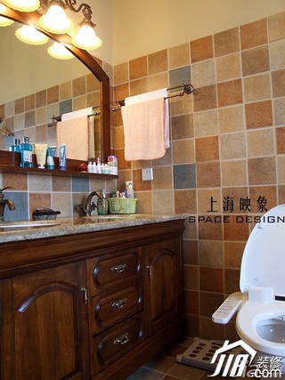 美式乡村风格别墅富裕型卫生间洗手台效果图