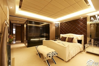 欧式风格二居室大气金色豪华型卧室床图片