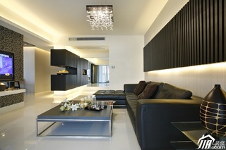简约风格公寓稳重冷色调豪华型130平米客厅走廊沙发图片