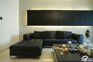 简约风格公寓稳重冷色调豪华型130平米客厅背景墙沙发效果图