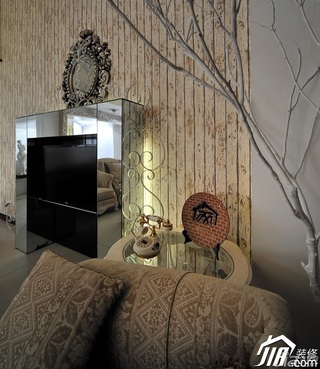 混搭风格复式唯美米色豪华型140平米以上背景墙沙发图片