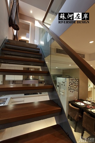 简约风格复式时尚富裕型140平米以上餐厅楼梯餐桌效果图