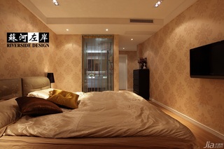简约风格复式时尚暖色调富裕型140平米以上卧室卧室背景墙床效果图