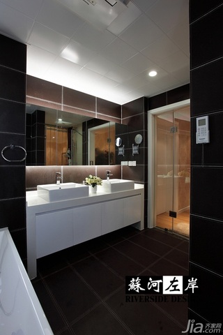 简约风格复式时尚黑白富裕型140平米以上卫生间洗手台效果图