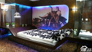 小户型梦幻黑色豪华型40平米卧室地台灯具效果图