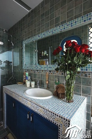 地中海风格公寓经济型110平米卫生间洗手台图片