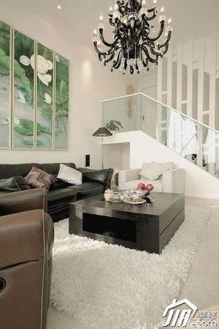 混搭风格复式浪漫黑白富裕型140平米以上客厅沙发图片