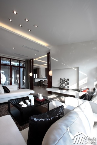中式风格别墅大气白色富裕型客厅沙发效果图