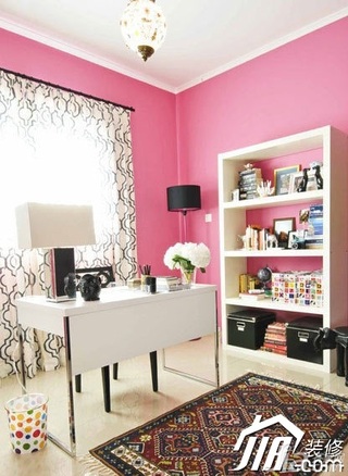 简约风格公寓小清新粉色经济型80平米书房窗帘图片