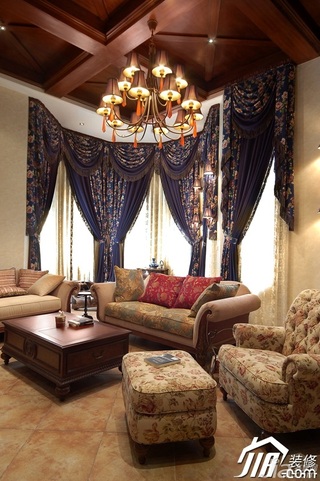 欧式风格别墅奢华暖色调豪华型140平米以上客厅沙发图片