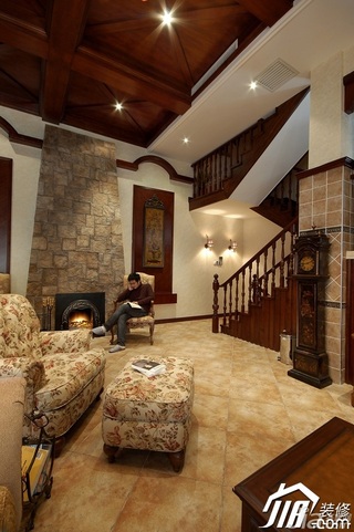 欧式风格别墅奢华豪华型140平米以上客厅楼梯沙发效果图