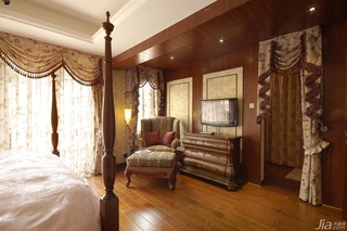 欧式风格别墅奢华暖色调豪华型140平米以上客厅卧室背景墙床图片
