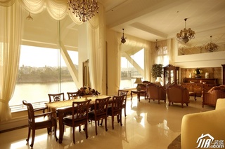 欧式风格别墅古典暖色调豪华型140平米以上客厅餐桌图片