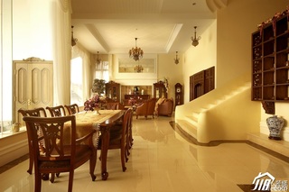 欧式风格别墅古典暖色调豪华型140平米以上餐厅餐桌图片