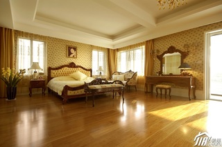 欧式风格别墅古典暖色调豪华型140平米以上卧室床效果图