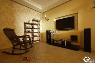 欧式风格别墅古典暖色调豪华型140平米以上客厅电视背景墙电视柜图片