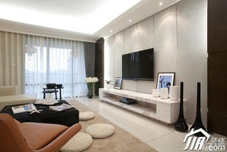 简约风格公寓白色富裕型130平米客厅电视柜图片