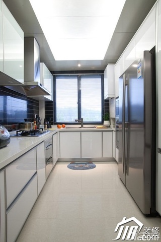 简约风格公寓白色富裕型130平米厨房橱柜定制