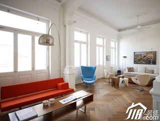 简约风格复式唯美白色富裕型客厅背景墙沙发效果图