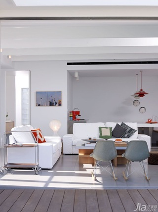 简约风格复式唯美白色富裕型客厅沙发效果图