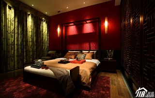 中式风格别墅梦幻豪华型卧室床效果图