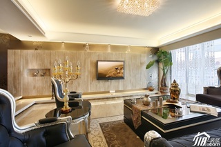 欧式风格公寓豪华型客厅电视背景墙沙发图片