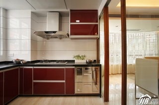 欧式风格公寓原木色豪华型厨房橱柜订做