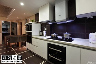 混搭风格二居室实用米色富裕型厨房橱柜设计图