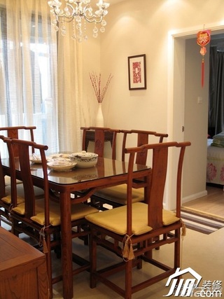 中式风格公寓富裕型餐厅餐桌效果图