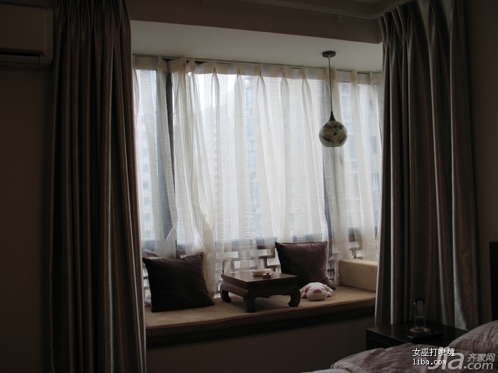 富裕型装修,公寓装修,中式风格,卧室,飘窗