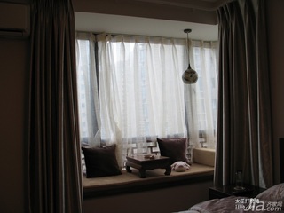 中式风格公寓富裕型卧室飘窗设计图