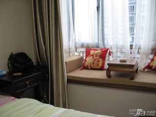 中式风格公寓富裕型卧室飘窗设计图