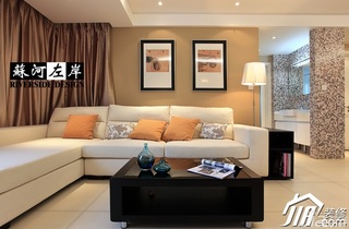 简约风格二居室时尚暖色调富裕型客厅沙发背景墙沙发效果图