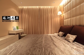 简约风格二居室时尚暖色调富裕型卧室床效果图