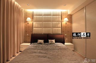 简约风格二居室时尚暖色调富裕型卧室床效果图