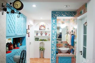 混搭风格小户型温馨蓝色经济型卫生间洗手台婚房平面图