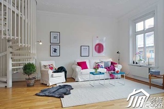 北欧风格复式浪漫白色富裕型110平米客厅沙发背景墙沙发图片