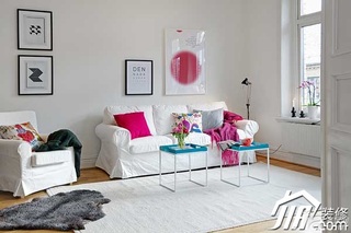 北欧风格复式浪漫白色富裕型110平米客厅沙发背景墙沙发图片