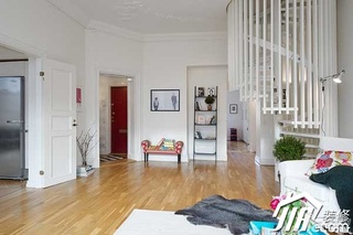 北欧风格复式浪漫白色富裕型110平米客厅背景墙设计图纸