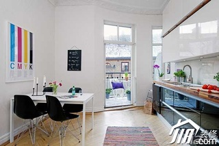北欧风格复式浪漫白色富裕型110平米厨房背景墙橱柜订做