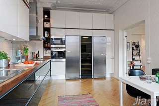 北欧风格复式浪漫白色富裕型110平米厨房橱柜设计图