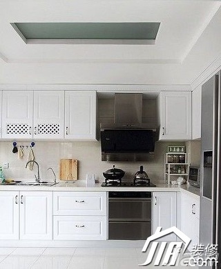 欧式风格公寓简洁白色20万以上厨房橱柜设计图纸