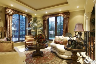 欧式风格别墅浪漫暖色调豪华型140平米以上客厅沙发图片