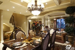 欧式风格别墅浪漫暖色调豪华型140平米以上餐厅餐桌效果图