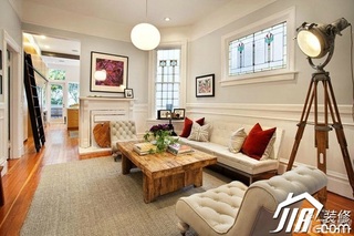 美式风格别墅舒适白色富裕型客厅背景墙沙发效果图