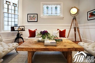 美式风格别墅舒适白色富裕型客厅背景墙沙发效果图