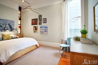美式风格别墅简洁富裕型卧室卧室背景墙床效果图