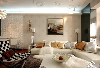 欧式风格二居室浪漫白色豪华型客厅沙发效果图
